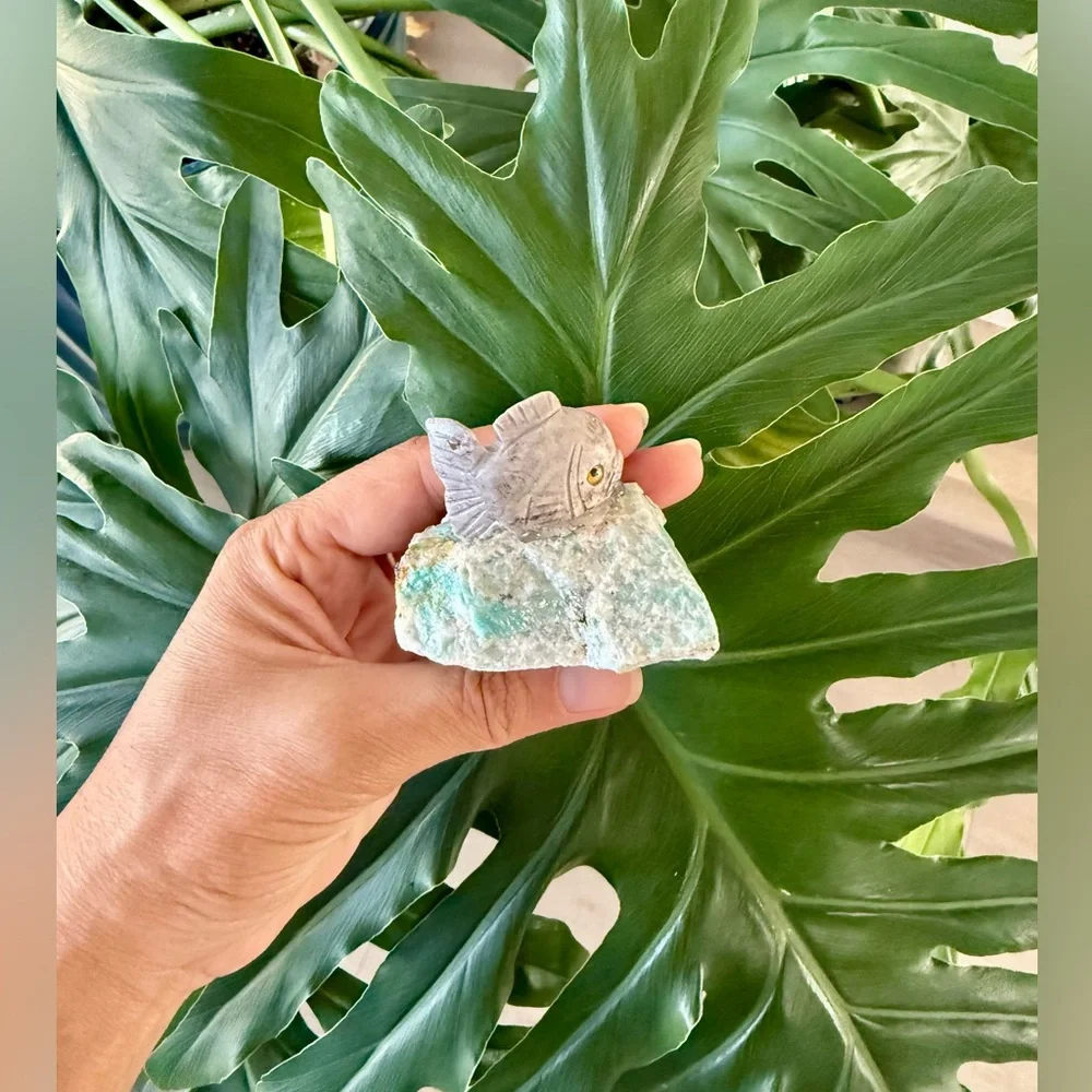 Soapstone Fish on Amazonite